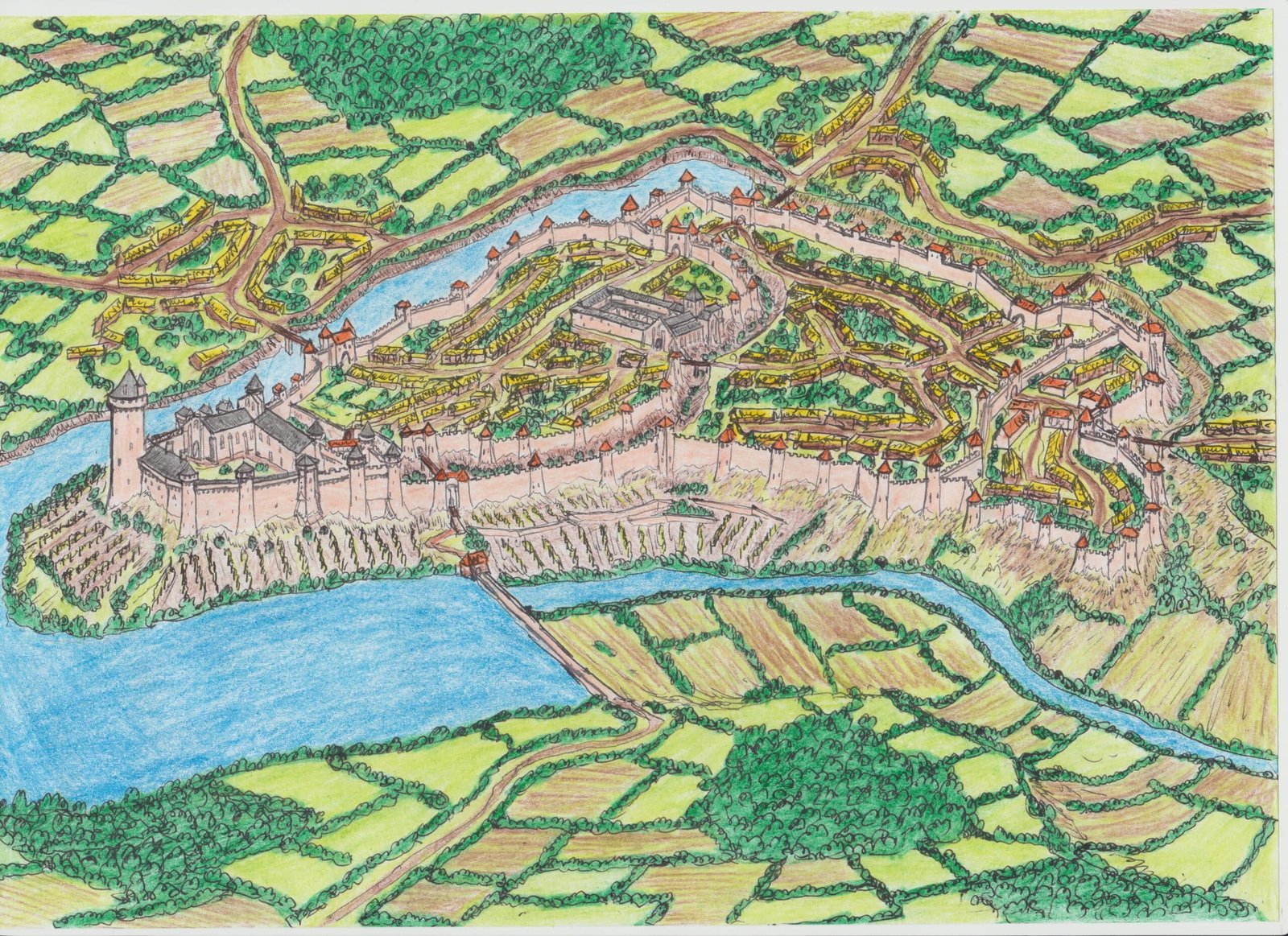 Mortagne-sur-Sèvre - plage et vue de la ville