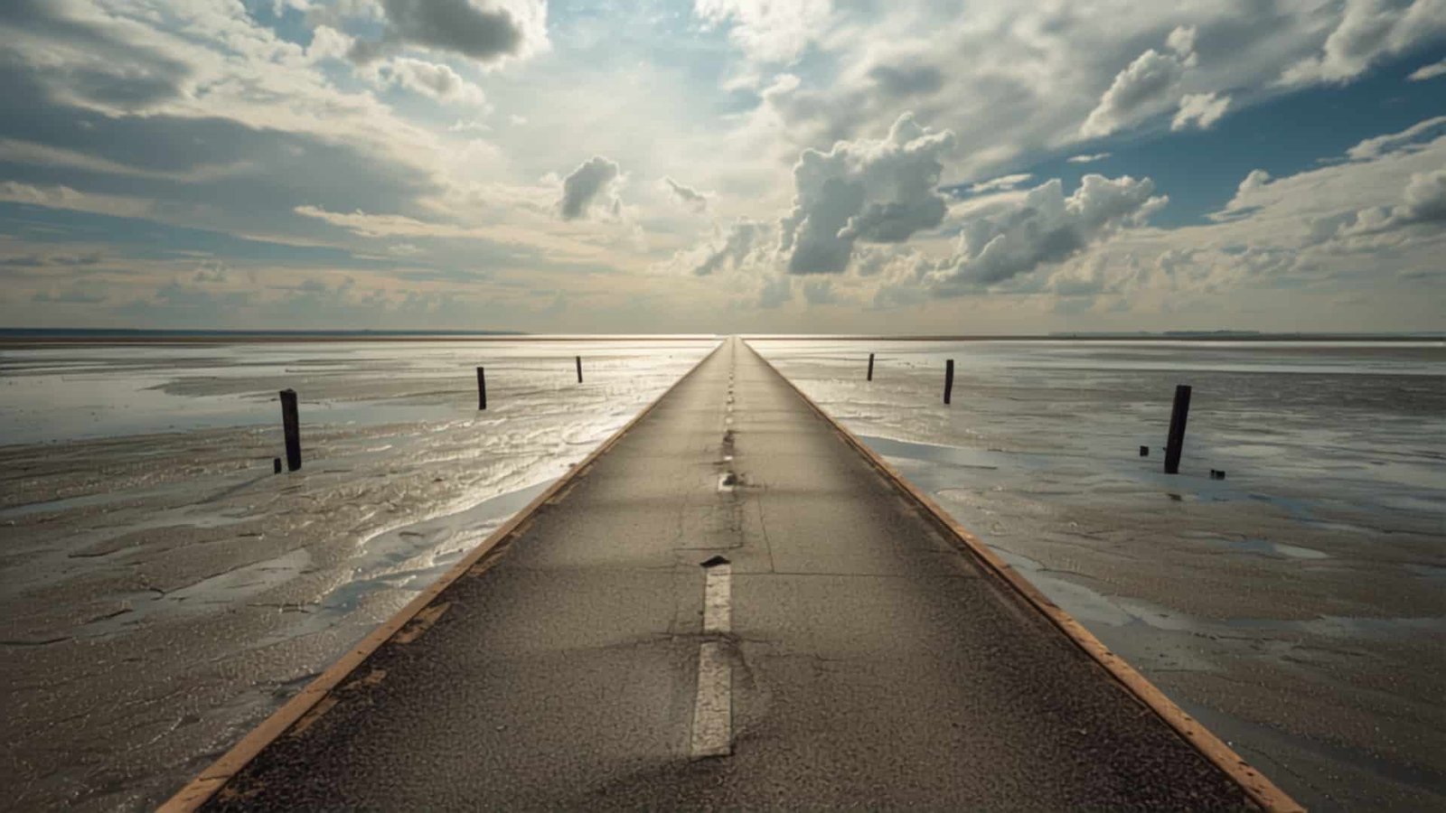 Le Passage du Gois en Vendée, route submersible vers Noirmoutier à marée basse