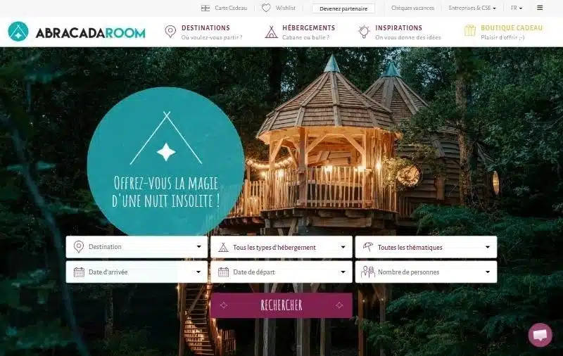 Page d'accueil du site AbracadaRoom