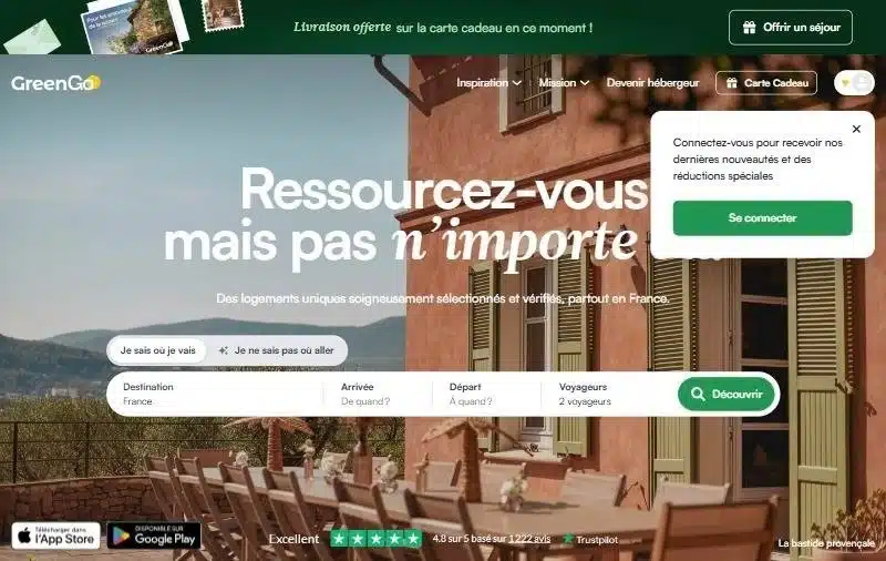 Page d'accueil du site GreenGo