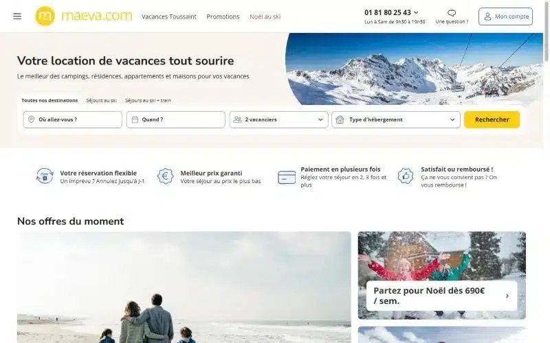 Page d'accueil du site Maeva