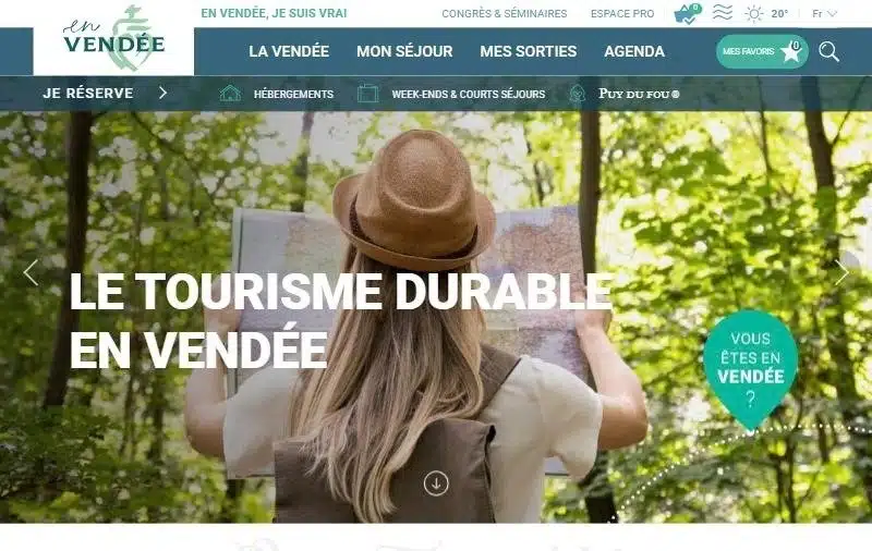 Page d'accueil du site Vendée Tourisme